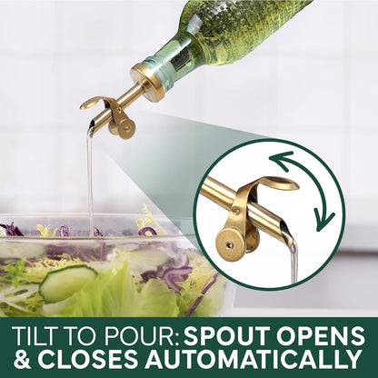 COOK WITH COLOR Glass Olive Oil Bottle Dispenser - 2 Pack- 17oz Oil and Vinegar Cruet - Olive Oil Carafe Decanter for Kitchen, Elegant Waves, Clear