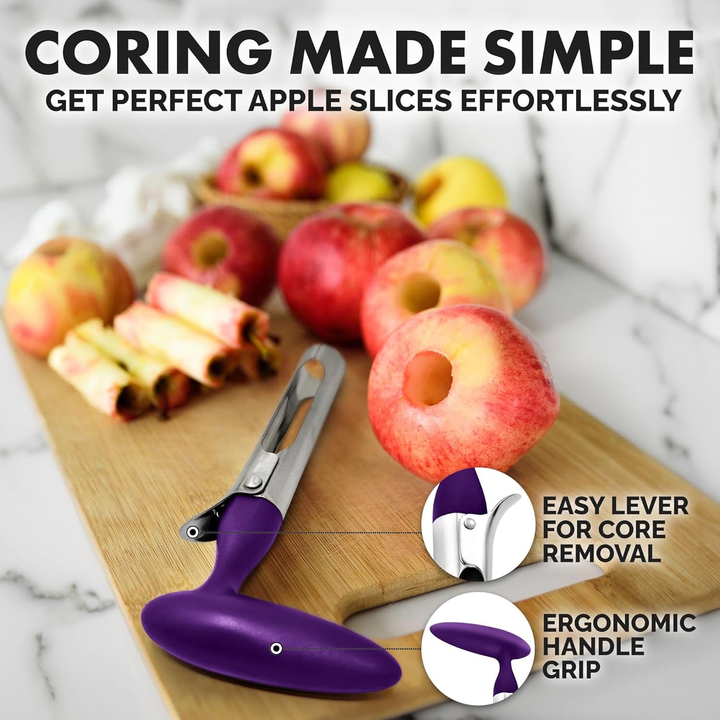 Zulay Kitchen Stainless Steel Pineapple Corer & Slicer – Heavy Duty Pineapple Cutter & Eye Removal Tool – Effortless Core Remover Tool with Sharp Reinforced Blade & Ergonomic Handle - Black