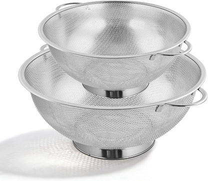 Kaishun Colander Stainless Steel 3-Quart, Strainer for Kitchen Food, Dishwasher Safe