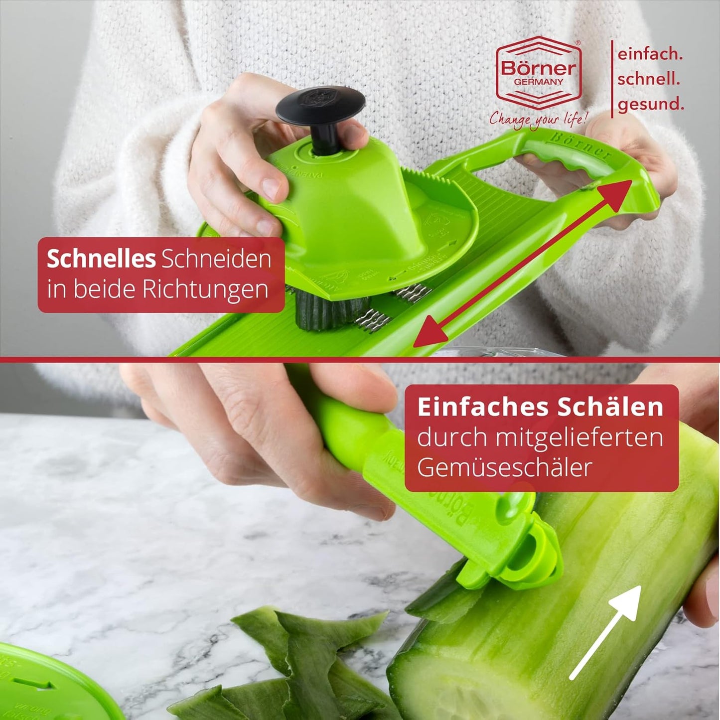 BORNER Roko PowerLine | Vegetable Grater Börner - Quality Made in Germany, Color:Orange