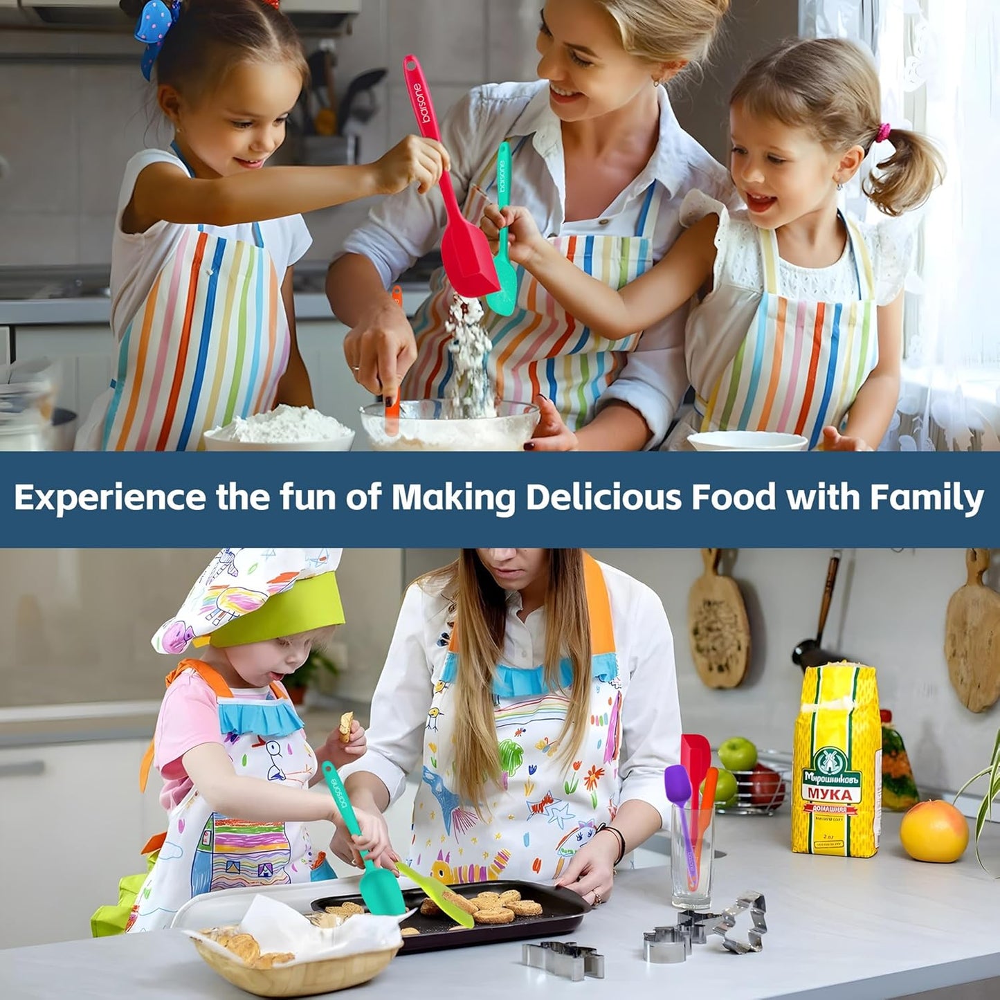 5-Piece Silicone Spatula Set - Heat Resistant 446°F Food Grade BPA Free, Nonstick Cookware Safe Dishwasher Safe Kitchen Tools for Baking, Cooking, Stirring, Multicolor.