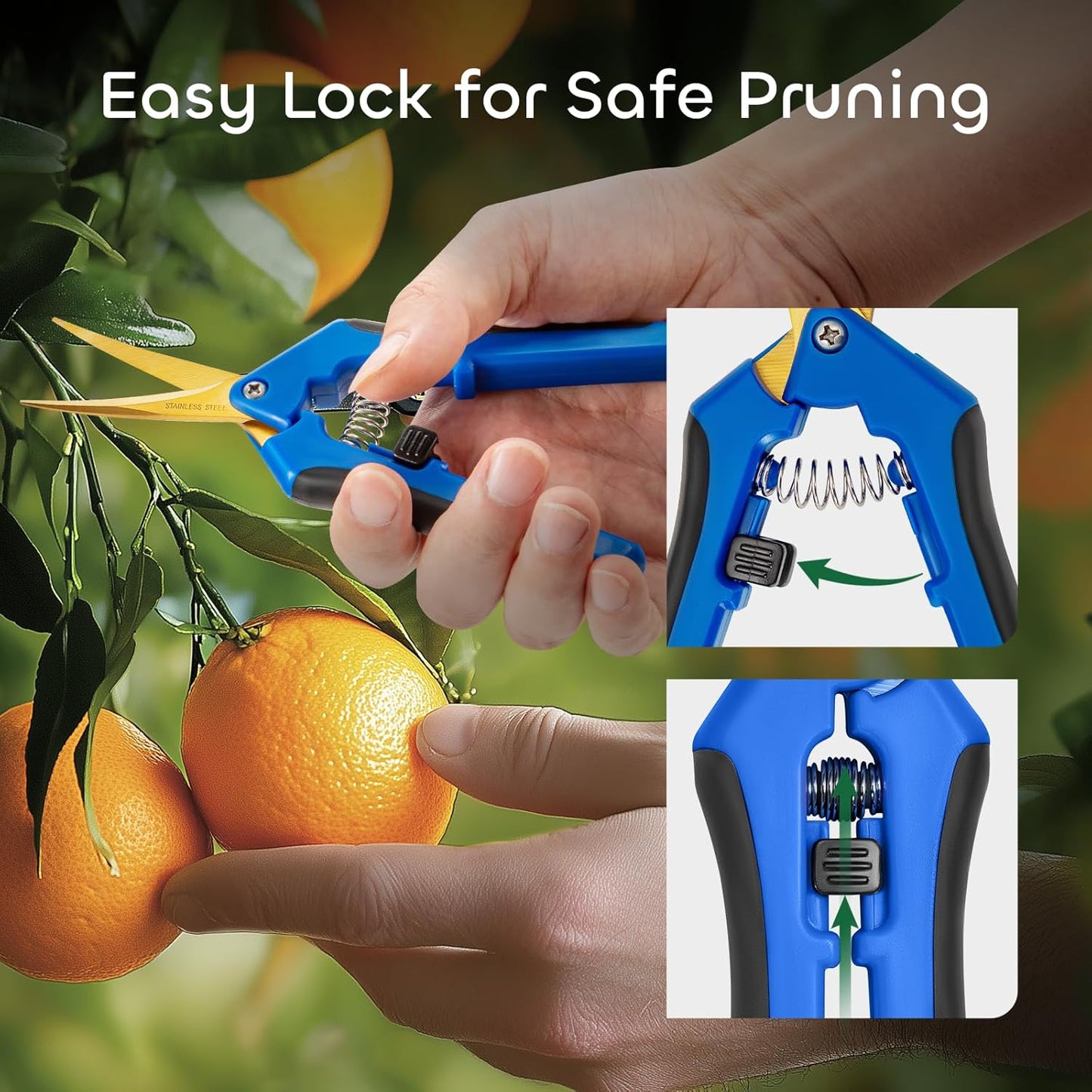 GROWNEER 3 Packs 6.5 Inch Pruning Shears Gardening Hand Pruning Snips Gardening Scissors with Straight Stainless Steel Precision Blades