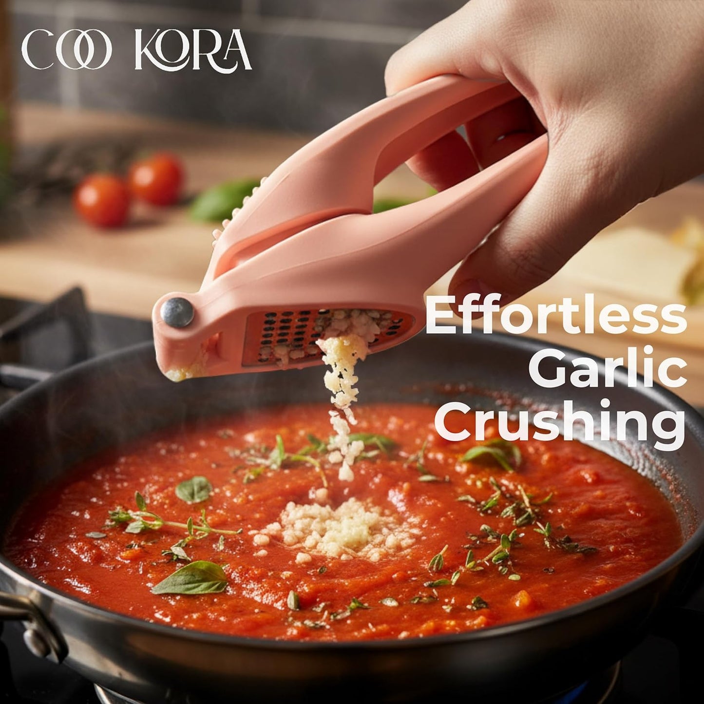 Garlic Press Stainless Steel – Heavy Duty Garlic Mincer & Crusher, Ergonomic Handle, Easy to Clean Kitchen Tool Dishwasher Safe