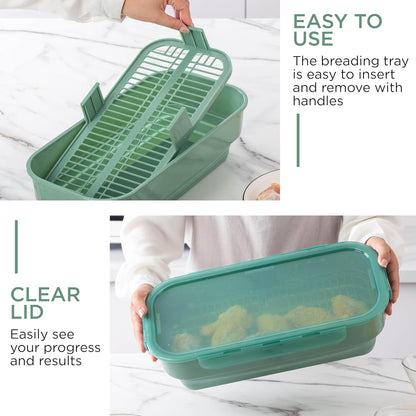 COOK WITH COLOR Collapsible Batter Bowl - Mess Free Breading Shaker Container - Great for Fried Fish, Fried Chicken, Onion Rings, Wings & More, Gray