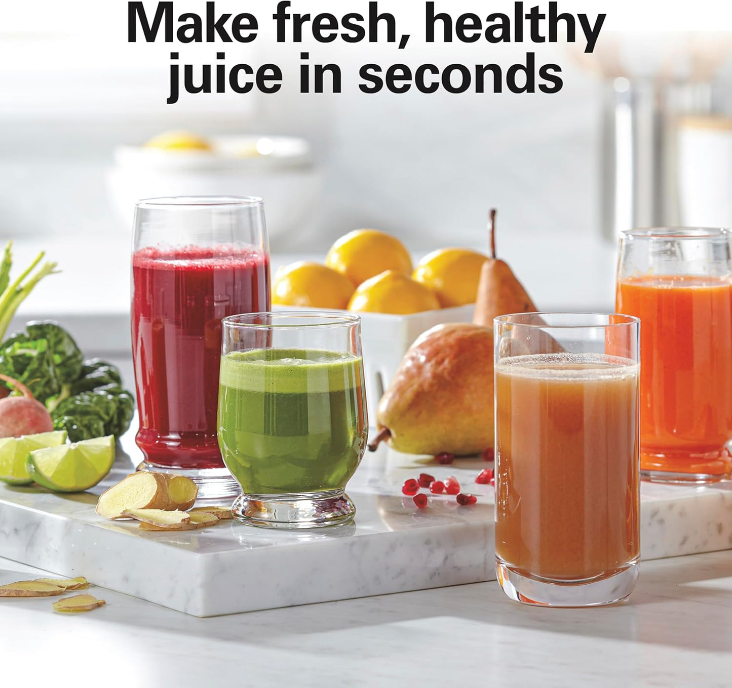 Hamilton Beach Juicer Machine, Big Mouth 3” Feed Chute for Whole Fruits and Vegetables, Easy to Clean, Centrifugal Extractor, Vegetable & Fruit Juicer, BPA Free, 800W Motor, Black