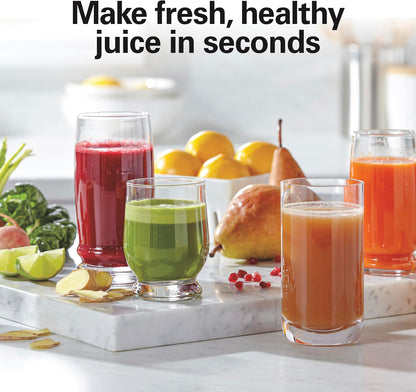 Hamilton Beach Juicer Machine, Big Mouth 3” Feed Chute for Whole Fruits and Vegetables, Easy to Clean, Centrifugal Extractor, Vegetable & Fruit Juicer, BPA Free, 800W Motor, Black