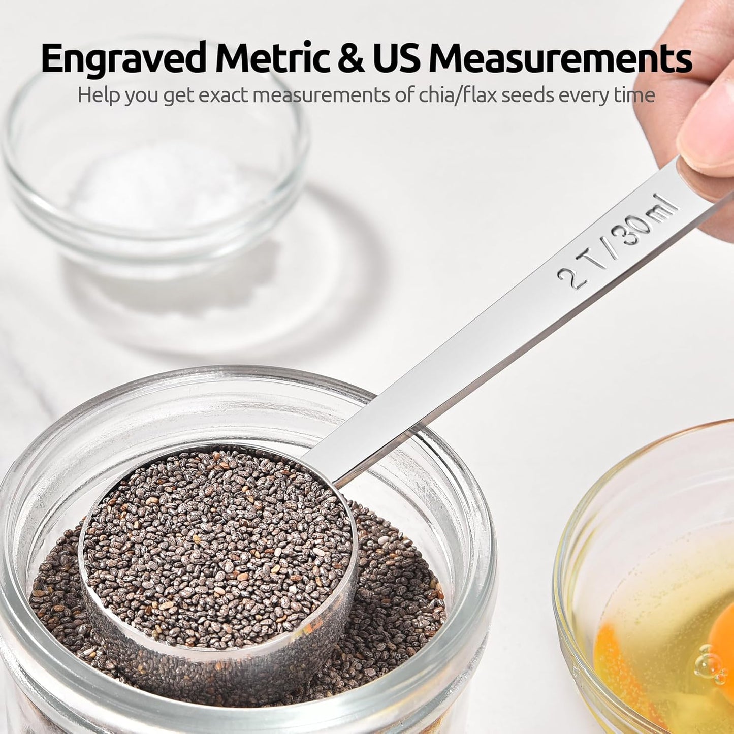 U-Taste Coffee Scoop 1 Tablespoon: 18/8 Stainless Steel Measuring Scooper for Ground Coffee, Bean, Powder, Espresso, 4.3in Long Handle Metal Measure Spoon for Canister, Jar (1Tbsp/15ml)