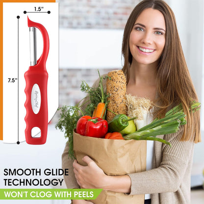 Spring Chef Premium Swivel Vegetable Peeler, Soft Grip Handle and Ultra Sharp Stainless Steel Blades - Perfect Kitchen Peeler For Veggie, Fruit, Potato, Carrot, Apple - Pink Lemonade
