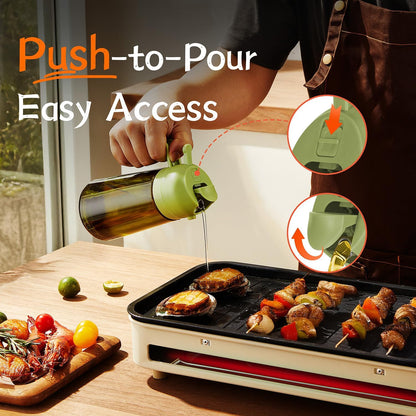 TrendPlain - Original 16oz/470ml Olive Oil Dispenser Bottle for Kitchen Gadgets and Air Fryer Accessories - Olive Oil Sprayer for Cooking w/Stickers - Black