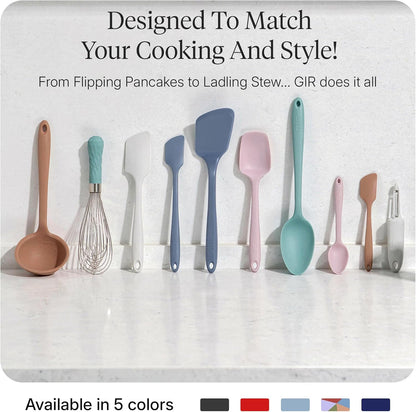 GIR: Get It Right 5-Piece Silicone Ultimate Kitchen Utensils Set - Ladle, Spatula, Flip, Spoon & Spoonula - Non-Toxic Cooking Utensils for Nonstick Cookware, Cooking and Baking - Black