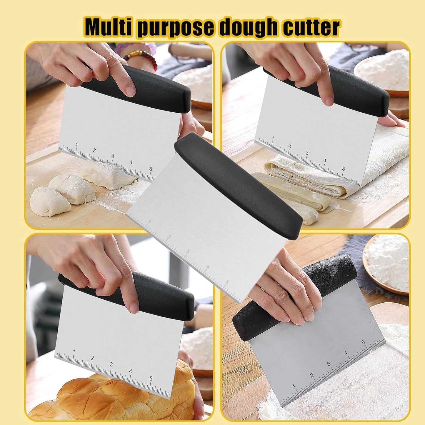 Danish Dough with Sourdough Scoring Tool-Bread Whisk Set of 6 Pieces-Dough Hook,Dutch Whisk,Bread Lame,Bench Scraper & Pastry Brush Bread Making Tools and Baking Supplies
