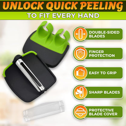 Finger Peeler for Vegetables - Finger Grip Palm Peeler with Sharp Double-Sided Blade, Non-Slip Carrot Peelers for Kitchen - Dishwasher Safe Potato Peelers for Kitchen, Suitable for Fruits and Veggies