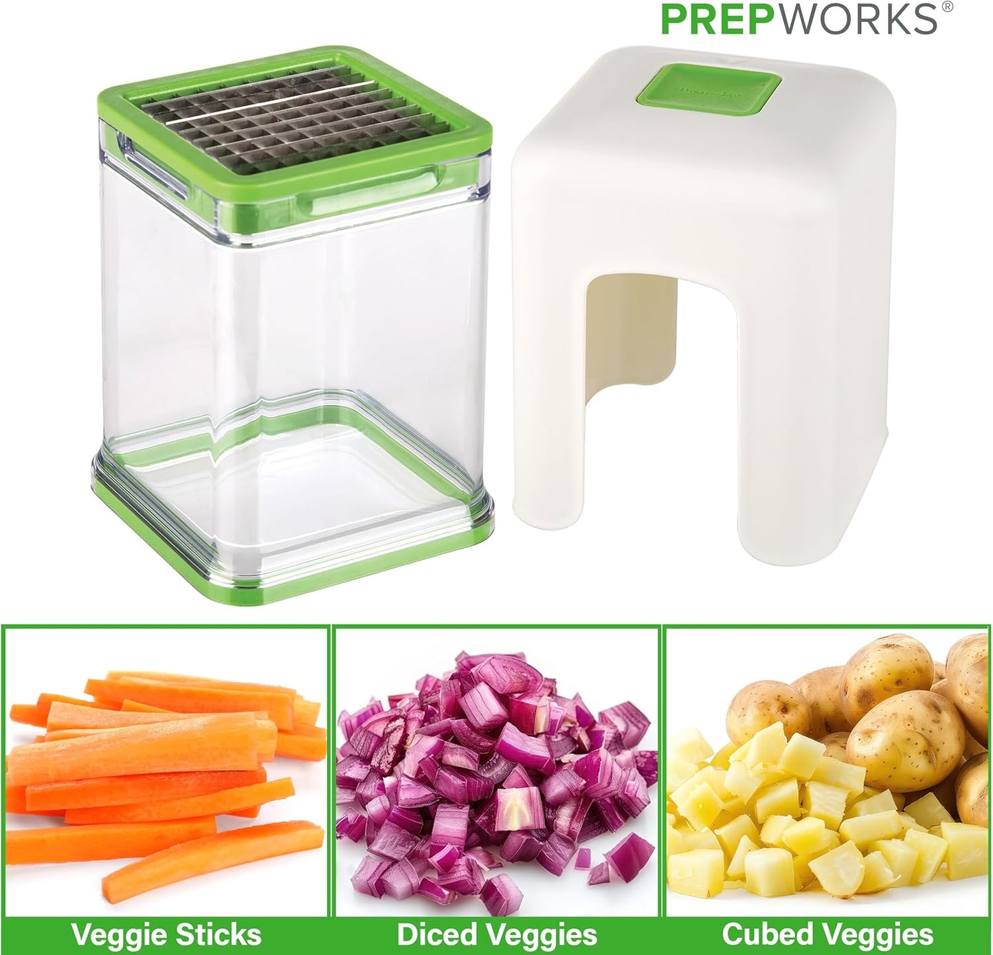 PrepWorks Tower Fry Cutter – Heavy-Duty Potato Cutter for Perfect Fries, Easy-to-Use, Stainless Steel Blades, BPA-Free