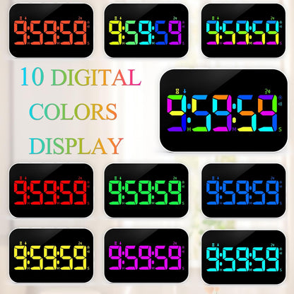 Kitchen LED Digital Timer Rechargeable, RGB Count Down Up Digital Timer with Vioce Reminder for Kitchen Classroom Cooking Study, Vibration Mode 3 Level Adjustable Volume and Brightness