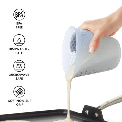 OXO Good Grips 4-Cup Squeeze & Pour Silicone Measuring Cup with Stay-Cool Pattern