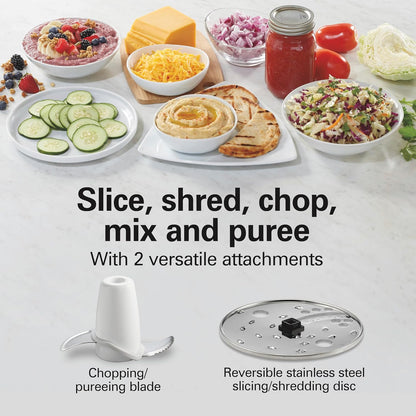 Hamilton Beach Food Processor & Vegetable Chopper for Slicing, Shredding, Mincing, and Puree, 10 Cups + Veggie Spiralizer makes Zoodles and Ribbons, Grey and Stainless Steel (70735)