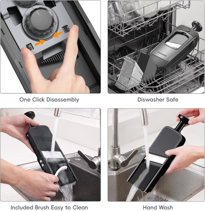 Jonscook All-in-1 Update Safe Mandoline Slicer for Kitchen, Food Chopper with Container, Thickness Adjustable Vegetable Chopper, Potato French Fry Cutter Tomato Apple Slicer Onion (BlackKnight)