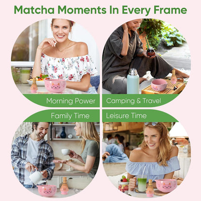 Matcha Whisk Set, 5Pcs Ceramic Matcha Set Includes Matcha Bowl, Matcha Whisk and Holder, Bamboo Scoop and Sifter, Ideal Matcha Bowl Set for Authentic Matcha Tea Experience