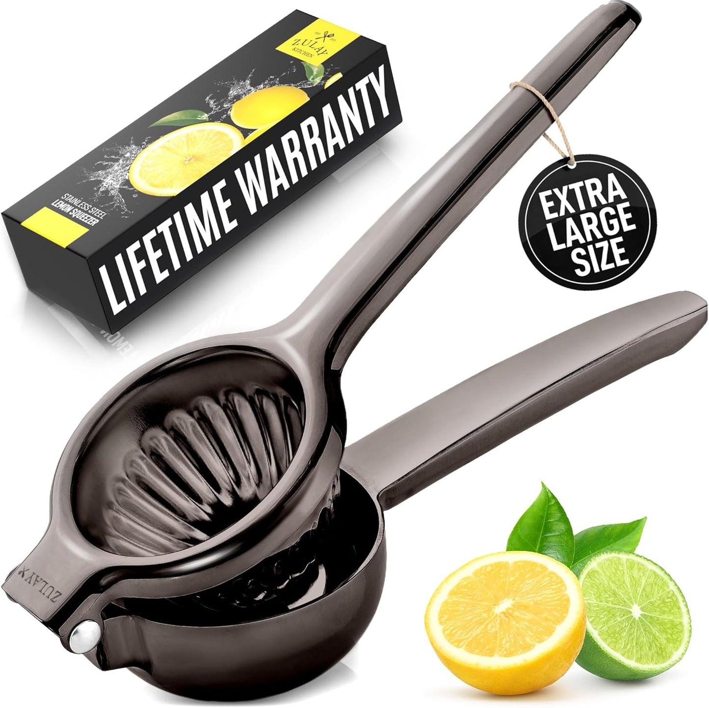 Lemon Squeezer Stainless Steel with Premium Quality Heavy Duty Solid Metal Squeezer Bowl - Large Manual Citrus Press Juicer and Lime Squeezer Stainless Steel - by Zulay Kitchen
