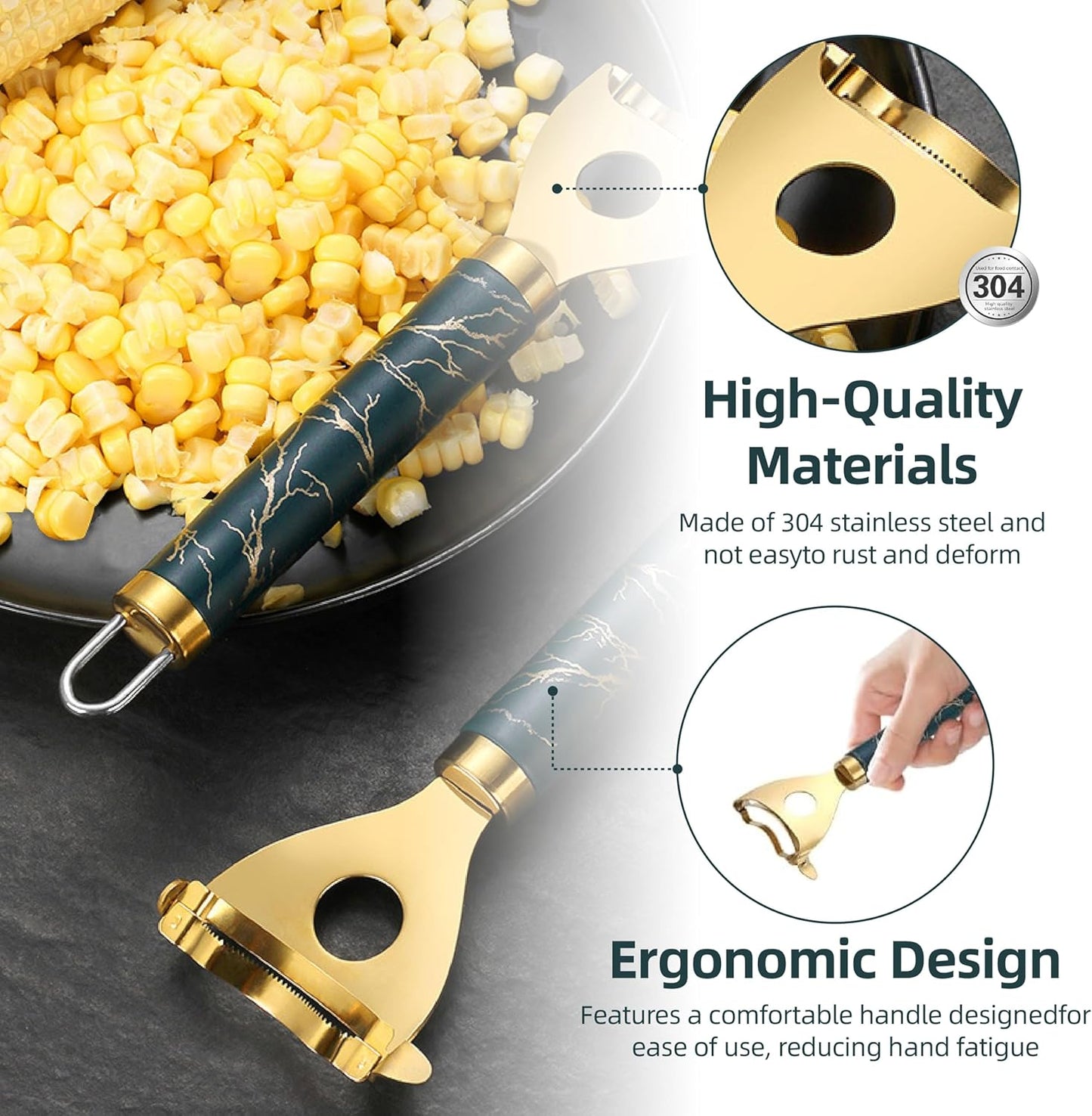 2pc Stainless Steel Corn Peeler & Stripper Tool for Corn on the Cob - Kitchen Gadgets 2026 - Effortless Corn Shucker, Cob Gobbler, Easy Storage