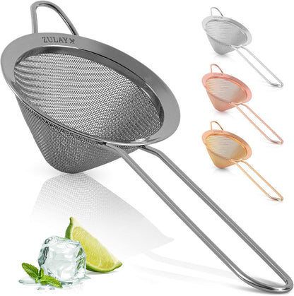 Zulay Kitchen 304 Stainless Steel Fine Mesh Strainer 3.35 in - Strainers Fine Mesh, Tea Strainers for Loose Tea - Perfect for Tea, Cocktails, Juicing, Drinks, Liquids, Matcha, Coffee & More