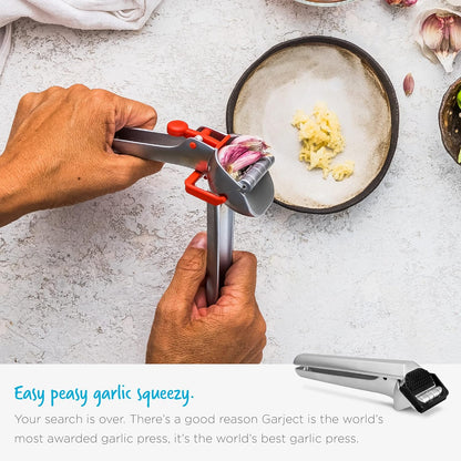 Dreamfarm Garject Lite 2-In-1 Garlic Peeler, Garlic Press & Mincer with Garlic Peel Ejector, Nylon - Red