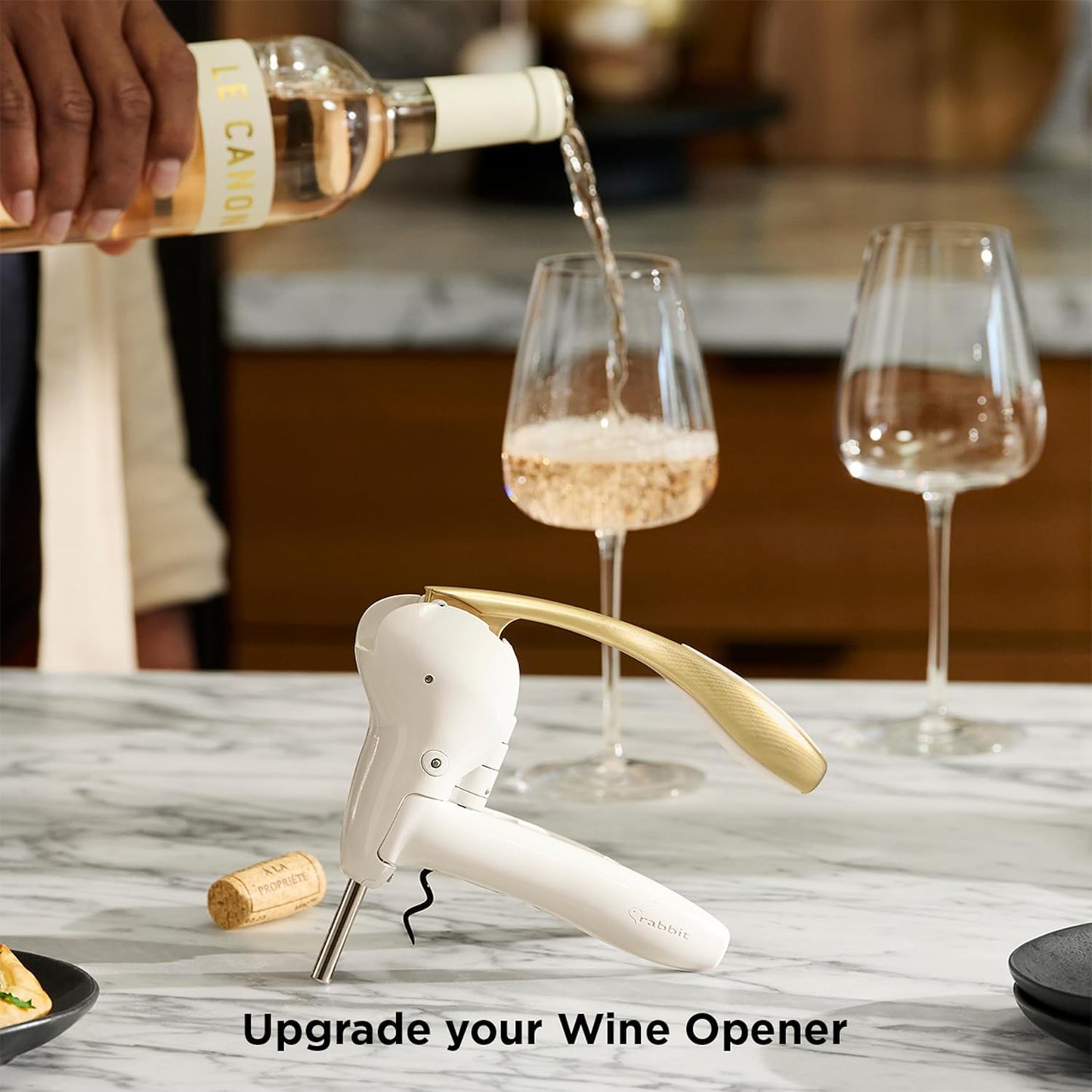 Rabbit Original Lever Corkscrew Wine Opener with Foil Cutter and Extra Spiral (Silver)