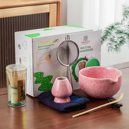 TEANAGOO Matcha Whisk Set,7 Pcs Matcha Start Set Lt.Grey,Matcha Kit for Ceremony,Matcha Tea Set with Whisk and Bowl with All Accessories,Gift for Friend/Family