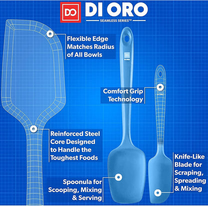 DI ORO Silicone Spatula Set - Rubber Kitchen Spatulas for Baking, Cooking, & Mixing - 600°F Heat-Resistant & BPA Free Silicone Scraper Spatulas for Nonstick Cookware - Dishwasher Safe (5pc, Black)