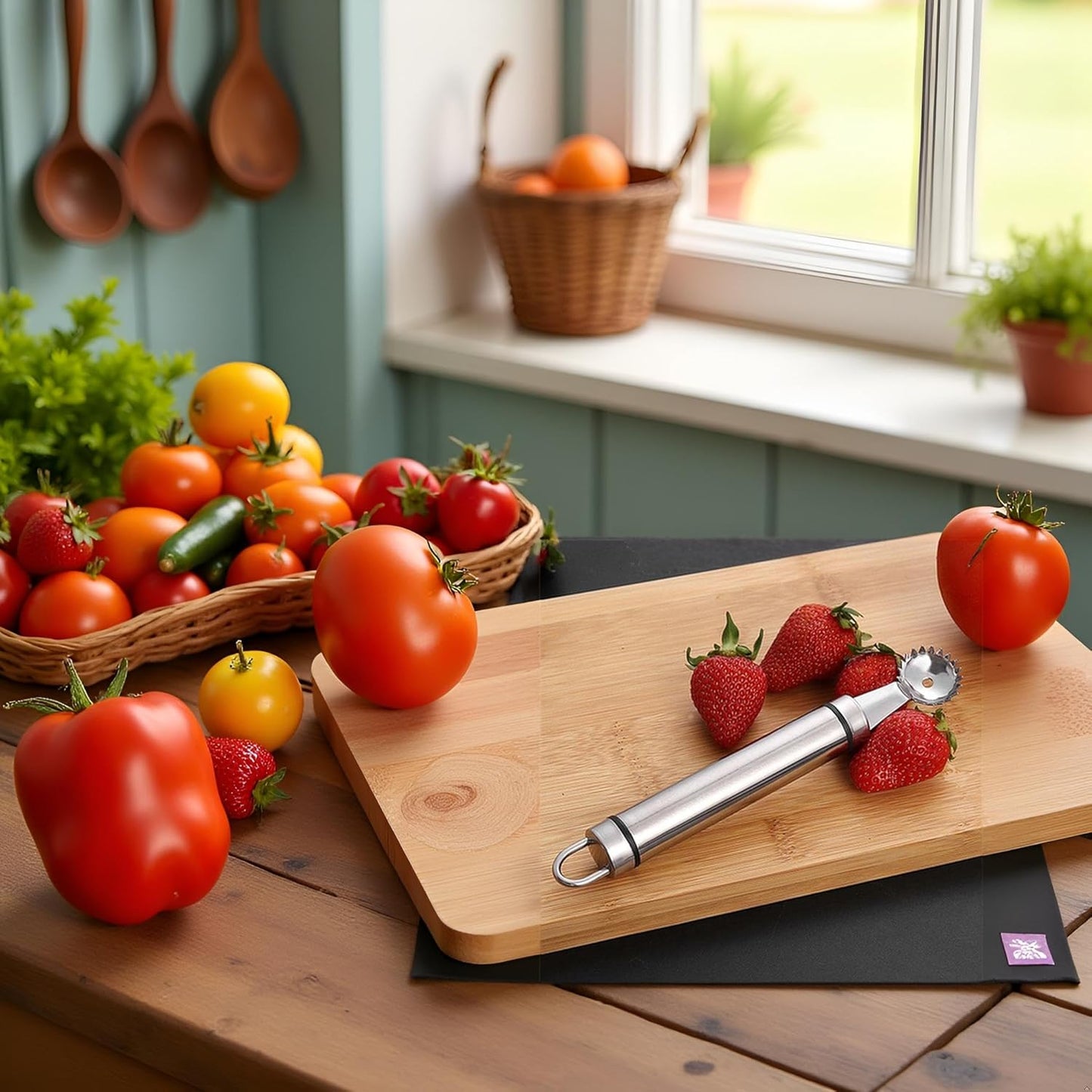 Stainless Steel Strawberry Huller and Tomato Stem Corer Tool Multi-Function Stainless Corer and Pitter Remover for Strawberry,Tomato,Vegetable and Fruit Corer Practical Kitchen Tool