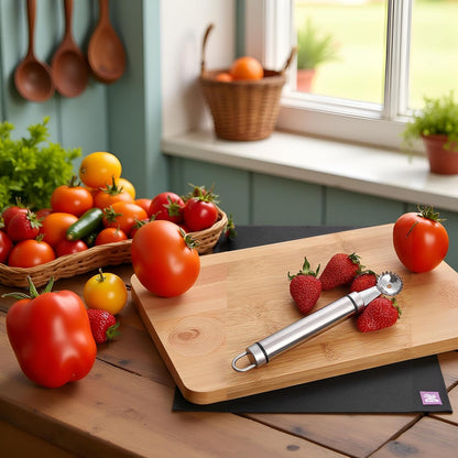 Stainless Steel Strawberry Huller and Tomato Stem Corer Tool Multi-Function Stainless Corer and Pitter Remover for Strawberry,Tomato,Vegetable and Fruit Corer Practical Kitchen Tool