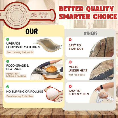 Sourdough Silicone Bread Sling for Dutch Oven, 2PCS Non-Stick Reusable Baking Mat with Long Handles, Essentials Bread Making Supplies for Dough Transfer and Loaf Pan Lifter Liner, Set Of Oval & Round