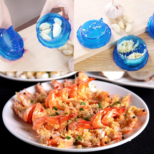 Transparent Garlic Twist Press Non-Slip Mincer and Peeler, Kitchen Gadget Press for Mincing Garlic, Onions, Gingers, Fruits, and Salad
