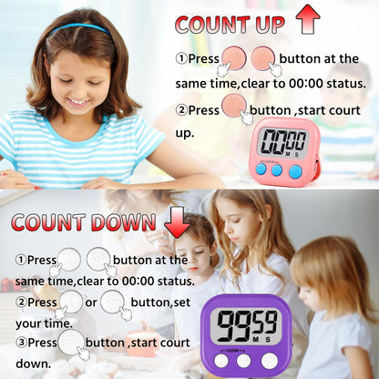 Timer for Kids Teachers Supplies Digital Kitchen Timers for Cooking Large Magnetic Classroom Timer 2Pack-Blue Green