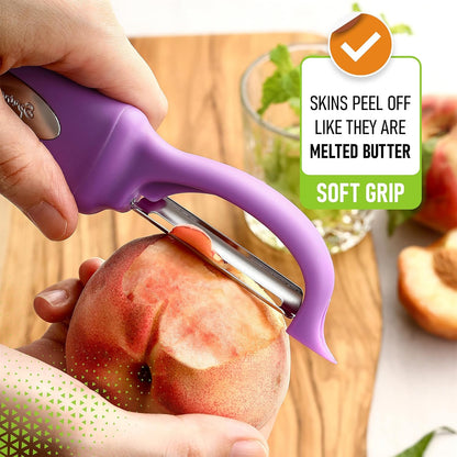 Spring Chef Premium Swivel Vegetable Peeler, Soft Grip Handle and Ultra Sharp Stainless Steel Blades - Perfect Kitchen Peeler For Veggie, Fruit, Potato, Carrot, Apple - Pink Lemonade