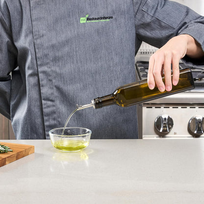 Restaurantware RW Base 16.9 Ounce Olive Oil Dispenser 1 Kitchen Oil Dispenser Bottle - With Stainless Steel Pourer Non-Leaking Black Glass Olive Oil Pourer For Cooking Or Salad Dressings