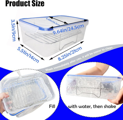 Batter Bowl, Breading Bowl with Lid Flour Shaker for Seasoning Fried Chicken, Fish, Shrimp, Just Flip (Blue)
