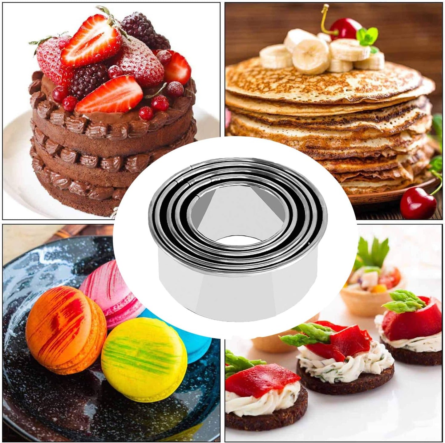 Cookie Cutters - Biscuit Cutters/Stainless Steel Dumpling Cutters/Cake Pastry Cutters/Cake Cookie Scone Cutters Molds stamps for Cooking Baking (3Pcs, Round Edge)