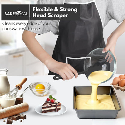 BakeRoyal Silicone Spatula Set - 4-Piece Rubber Spatulas Silicone Heat Resistant 600°F for Everyday Task - Seamless Design Kitchen Spatulas for Nonstick Cookware - Royal Blue