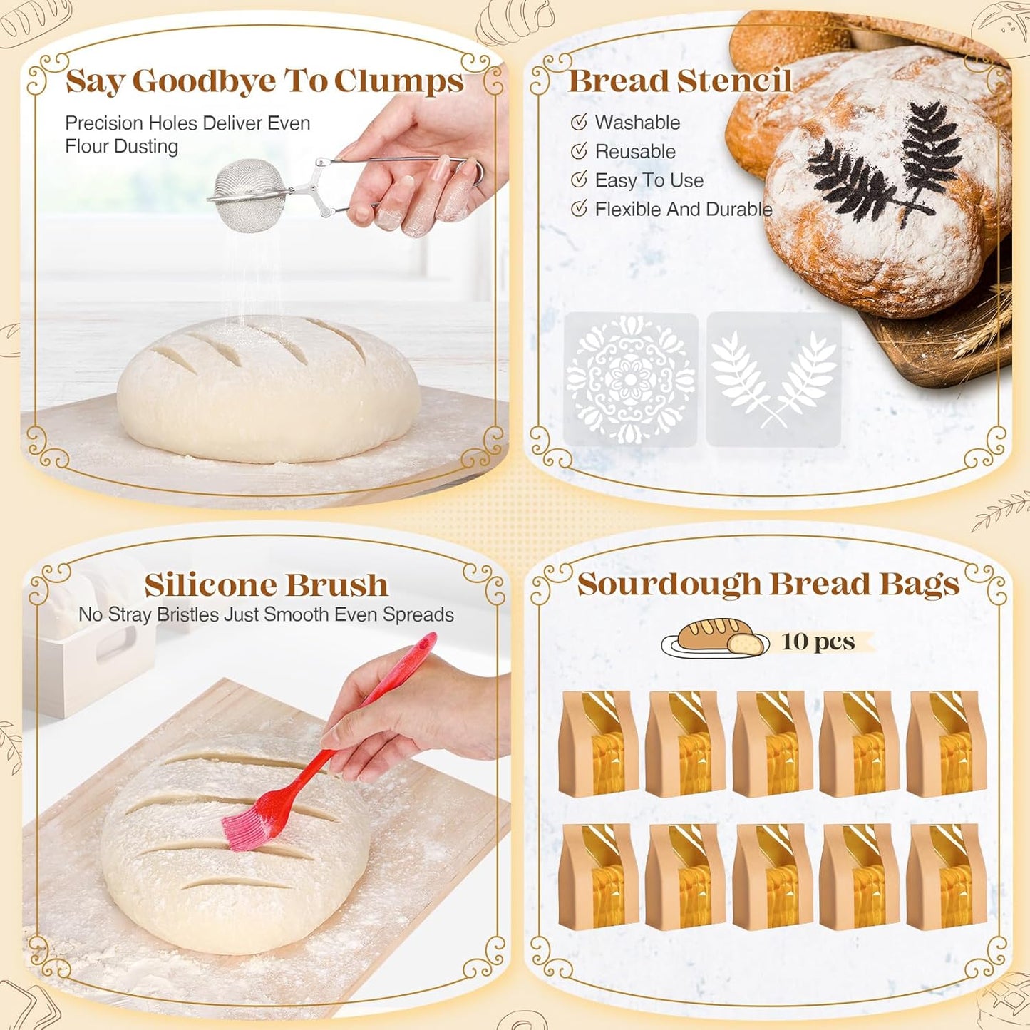 Sourdough Starter Kit, Sourdough Bread Baking Supplies, Bread Proofing Basket, Sourdough Kit for Modern Home and Kitchen, Sourdough Bread Basket, Sour Dough Kit Tools, Bread Making Tools Kit