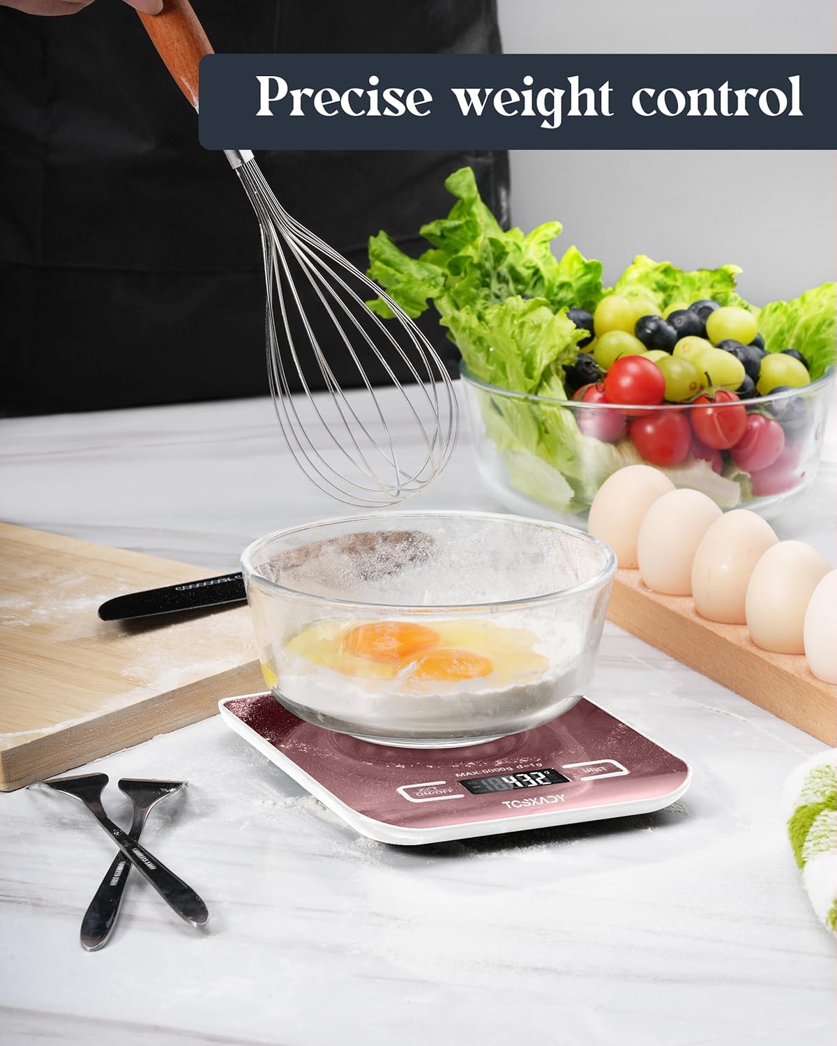 Food Scale, 11lb Digital Kitchen Scale with 6 Units LCD Display and Tare Function,Compact Design for Baking,Healthy Cooking,Meal Prep, 304 Stainless Steel