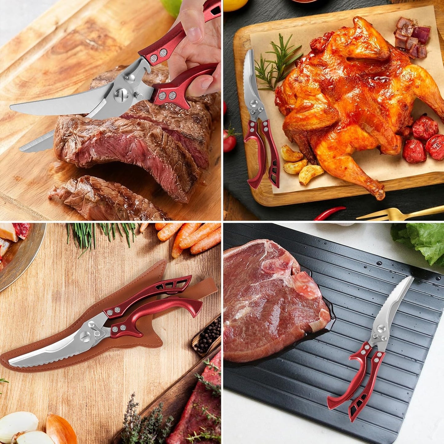 ANDONG Upgrade Heavy Duty Stainless Steel Kitchen Scissors - Professional Poultry Shears for Bone, Meat, Chicken, Fish, Turkey, Vegetables,Spring Loaded Multipurpose Ultra Sharp Utility Scissors
