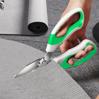 BoFuYuan Utility Scissors Heavy Duty: 8-Inch sharp Scissors All Purpose heavy duty, Serrated Blades Cut Carpet, Cardboard, Wire, Leather, Fabric, Multipurpose Shears for Kitchen, Garden, Office, Craft