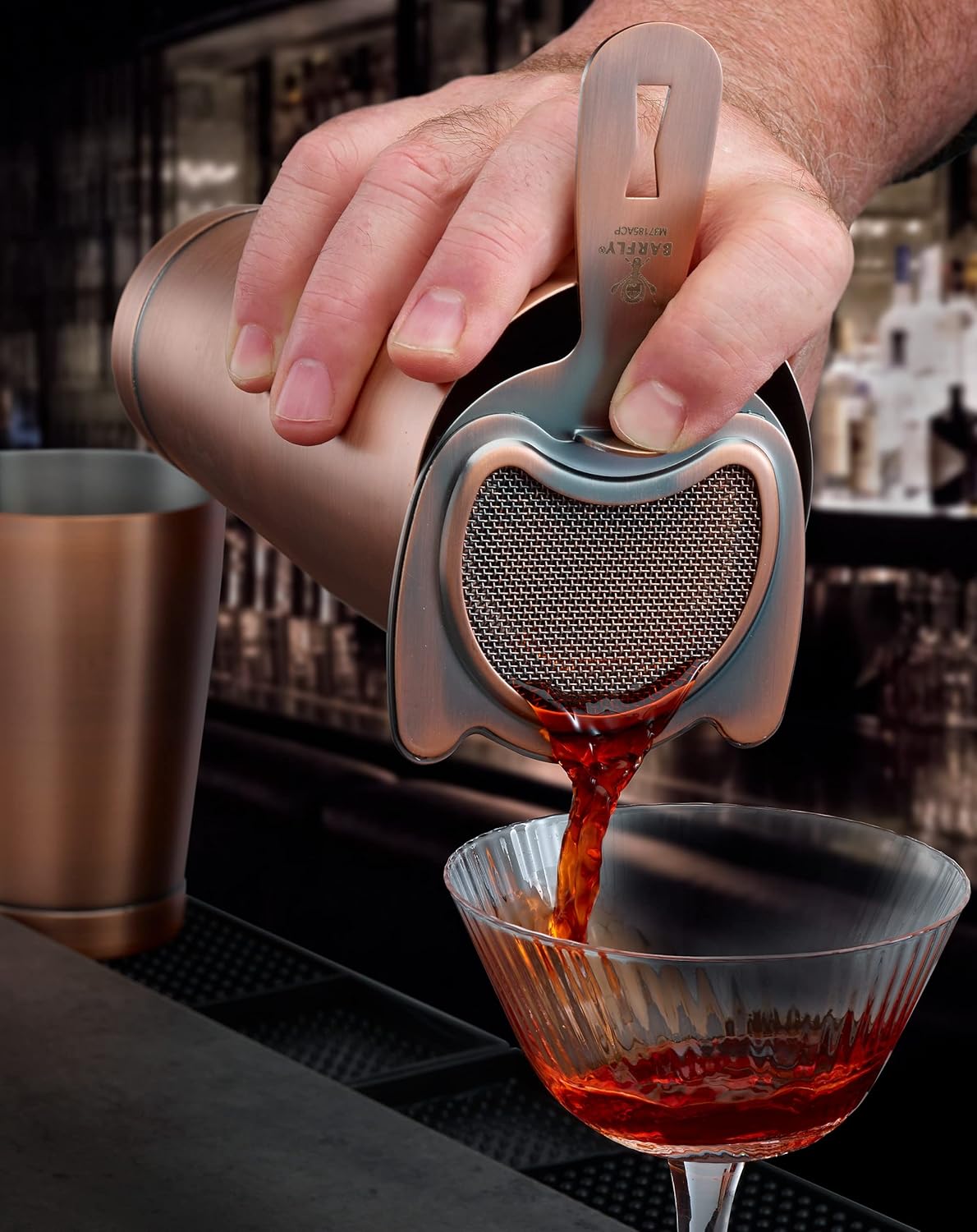 Barfly Fine Mesh Spring Strainer, Black