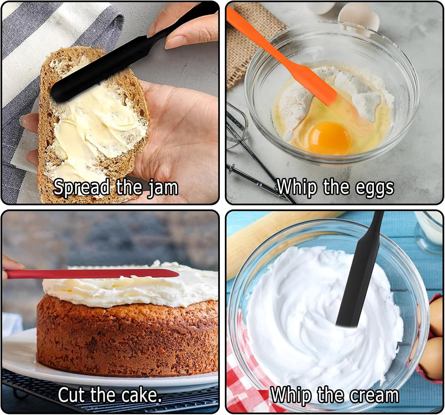 3pcs Jar Spatula, Silicone Jar Spatula Heat Resistant Kitchen Spatulas with Long Handle, Jam Spreader Cake Cream Butter Spatulas Mixing Batter Scraper for Jars Baking Cake Icing