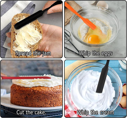 3pcs Jar Spatula, Silicone Jar Spatula Heat Resistant Kitchen Spatulas with Long Handle, Jam Spreader Cake Cream Butter Spatulas Mixing Batter Scraper for Jars Baking Cake Icing