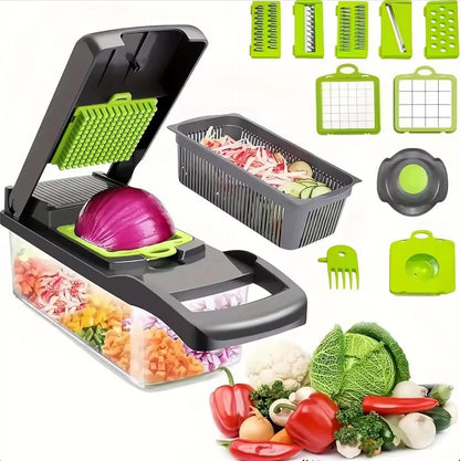 16-in-1 Vegetable Chopper & Slicer – Professional Food Chopper with Container, Multifunctional Onion, Garlic & Carrot Dicer, Heavy-Duty Veggie Cutter for Easy Meal Prep