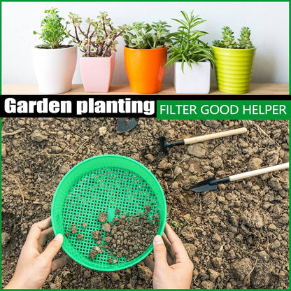 4 Pack Garden Soil Compost Sifter Round Plastic Sand Sieve, Sifting Pan Set for Gardening Home Plant Work with Small Rocks Gravel Sand