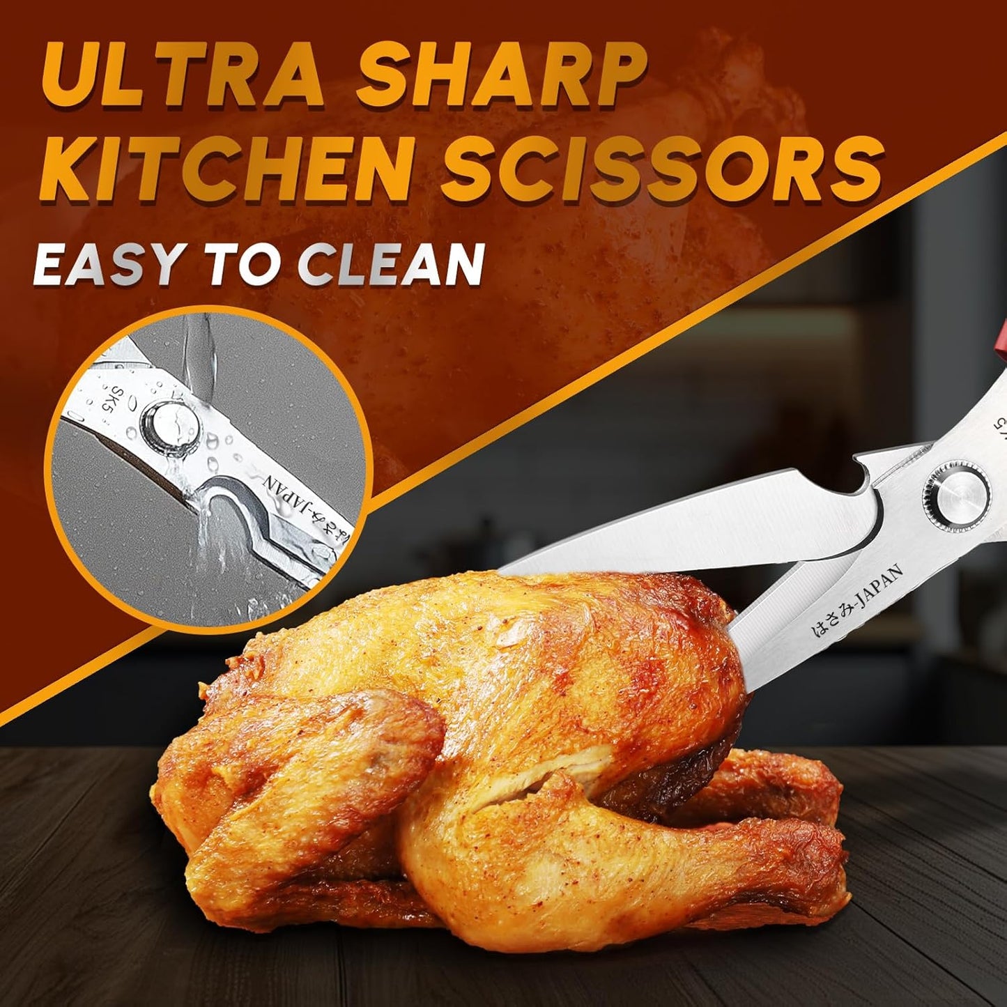 Huusk Kitchen Shears Set, Heavy Duty Poultry Shears, Japanese Kitchen Scissors for Meat, Chicken Bones, and Turkey, Christmas Gifts for Men Women