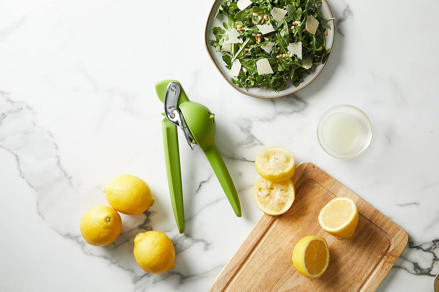 Chef'n FreshForce Lemon Squeezer Citrus Juicer, Manual Hand Press with Dual-Gear Power for Maximum Juice Extraction, Durable, Lime Green